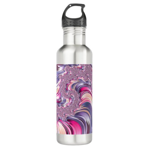 Abstract Pink Purple Spiral Fractal Stainless Steel Water Bottle