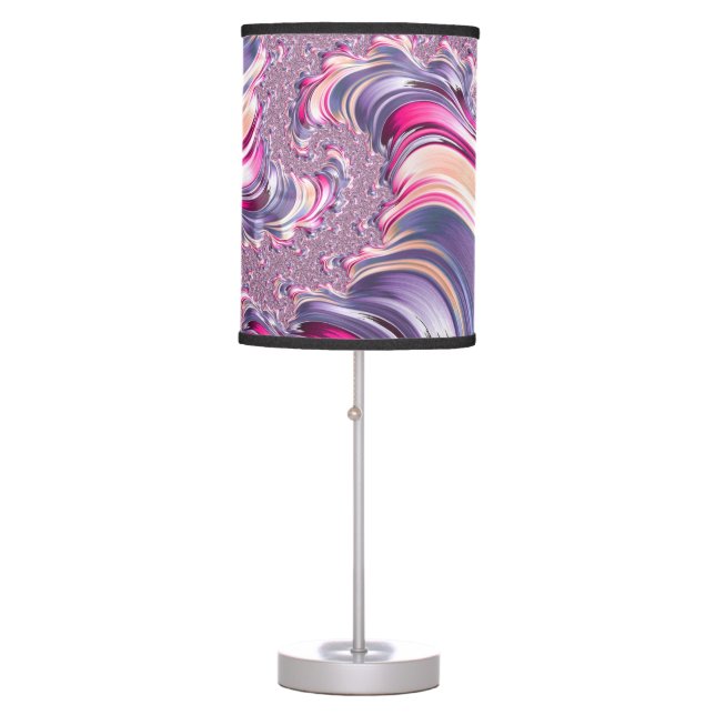 Abstract Pink Purple Spiral Fractal Table Lamp (Front)