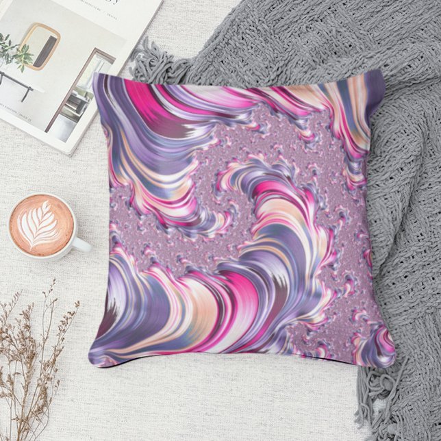 Abstract Pink Purple Spiral Fractal Throw Pillow (Creator Uploaded)