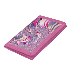 Abstract Pink Purple Spiral Fractal Tri-fold Wallet