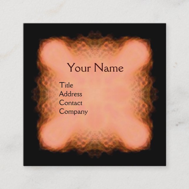 ABSTRACT PINK RED BROWN SQUARE MONOGRAM BUSINESS CARD (Front)