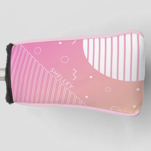 Abstract Pink Retro Personalized Golf Head Cove Golf Head Cover