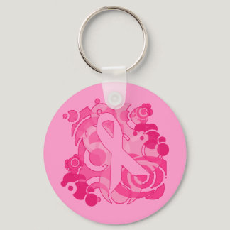 Abstract Pink Ribbon Products Keychain