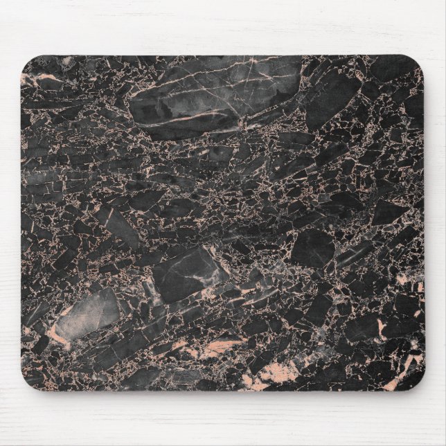 Abstract Pink Rose Gold Blush Gold Black  Marble Mouse Pad (Front)