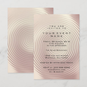 Abstract Pink Rose Metallic Rose Circle Formal Invitation