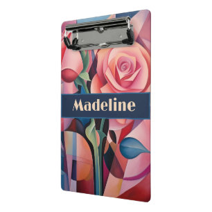 Abstract pink rose, named, mini clipboard