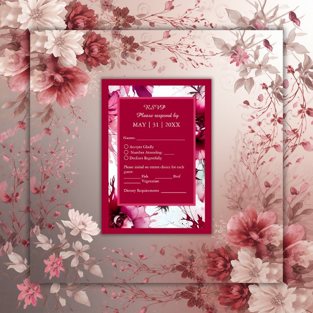 abstract pink rose petal wedding RSVP card (Creator Uploaded)