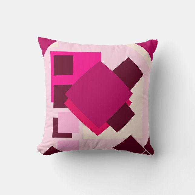 Abstract pink rose red throw pillow (Front)