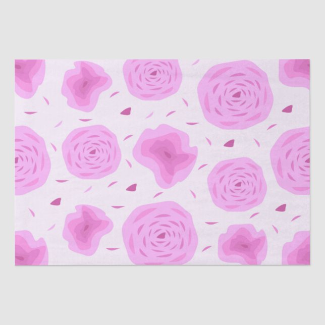 Abstract pink roses, seamless pattern tissue paper (Front)