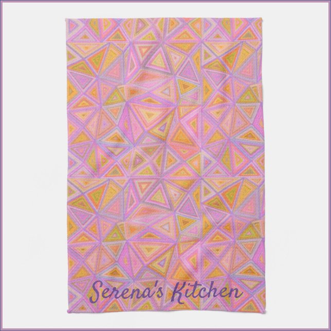 Abstract Pink Shapes Pattern Kitchen Towel (Creator Uploaded)