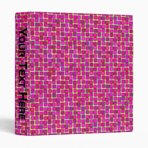 Abstract Pink Squares Pattern Binder