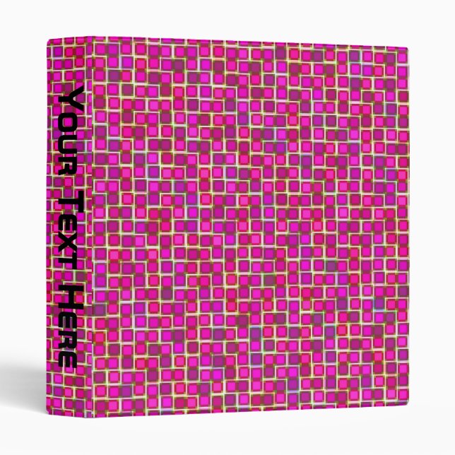 Abstract Pink Squares Pattern Binder (Front/Spine)