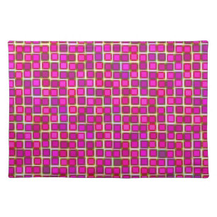 Abstract Pink Squares Pattern Cloth Placemat
