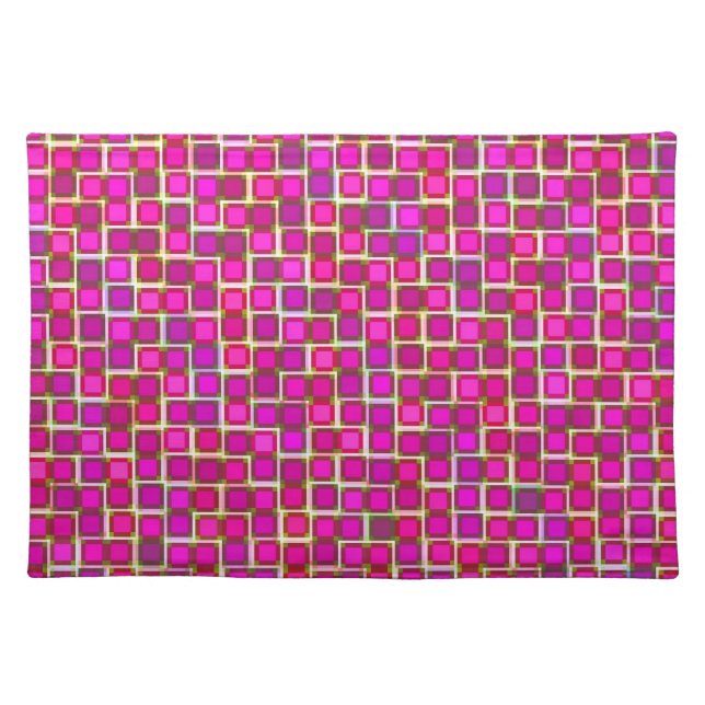 Abstract Pink Squares Pattern Cloth Placemat (Front)