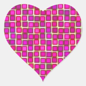 Abstract Pink Squares Pattern Heart Sticker by Lasting__Impressions at Zazzle