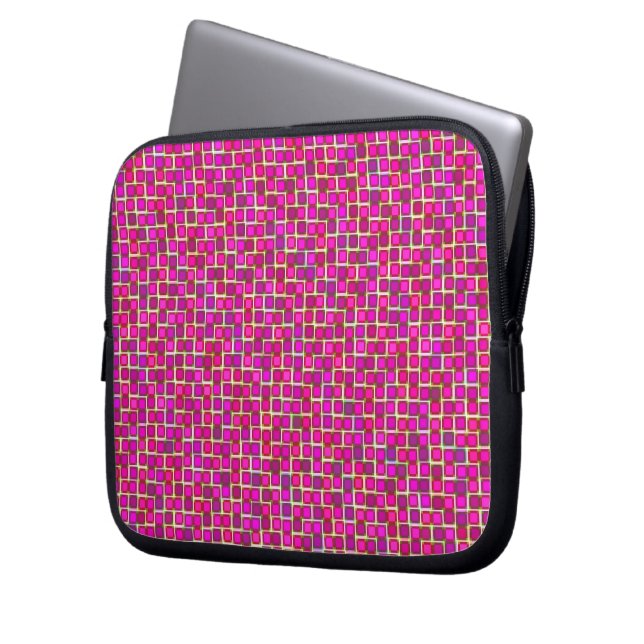 Abstract Pink Squares Pattern Laptop Sleeve (Front Left)