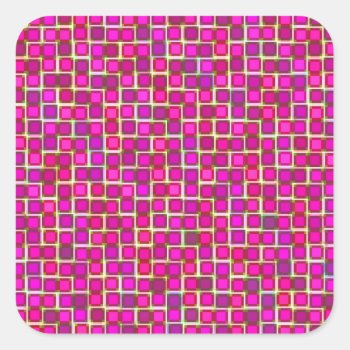 Abstract Pink Squares Pattern Square Sticker by Lasting__Impressions at Zazzle