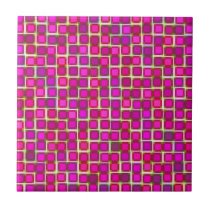 Abstract Pink Squares Pattern Tile