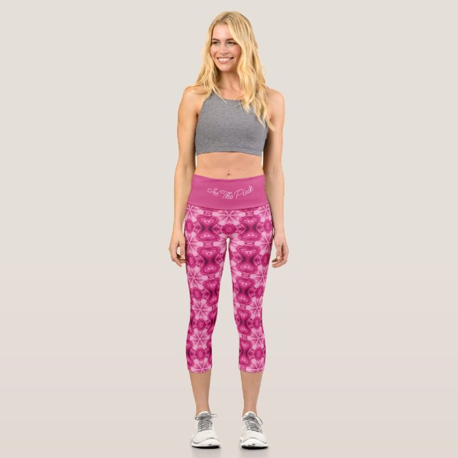 Abstract Pink Star Women's Tank Top Capri Leggings (Front)