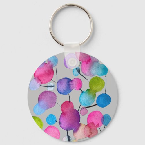 Abstract pink Summer Tree art Keychain