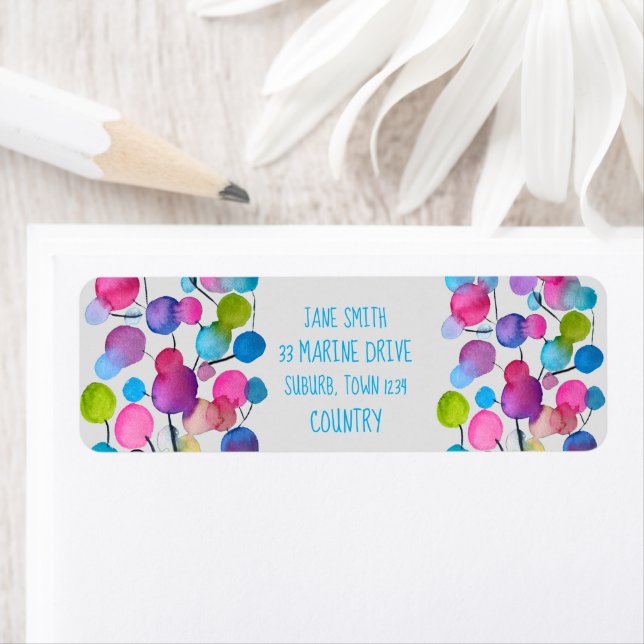 Abstract pink Summer Tree art Label (Insitu)