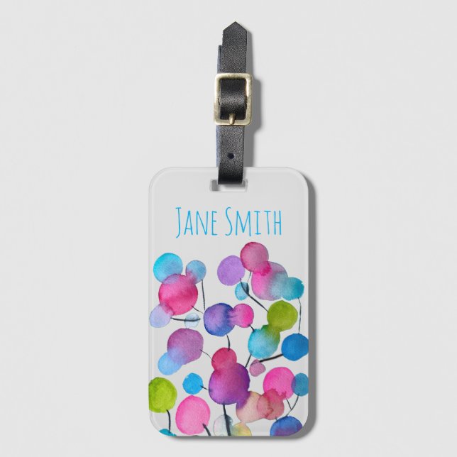 Abstract pink Summer Tree art Luggage Tag (Front Vertical)