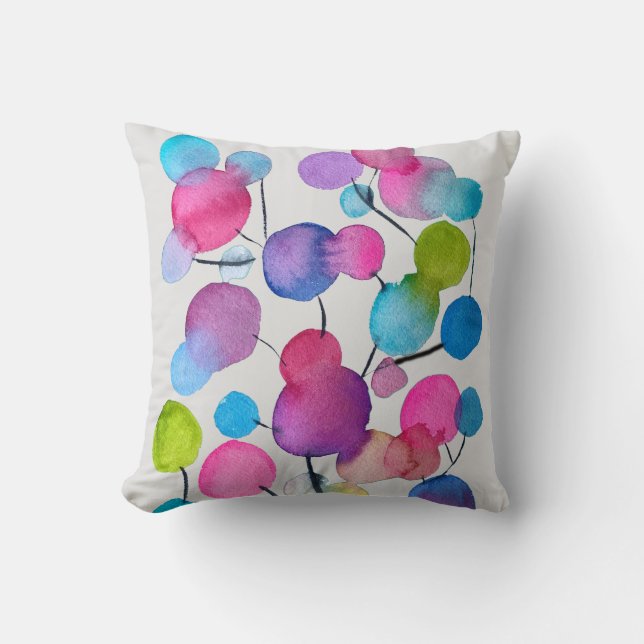 Abstract pink Summer Tree art Throw Pillow (Front)