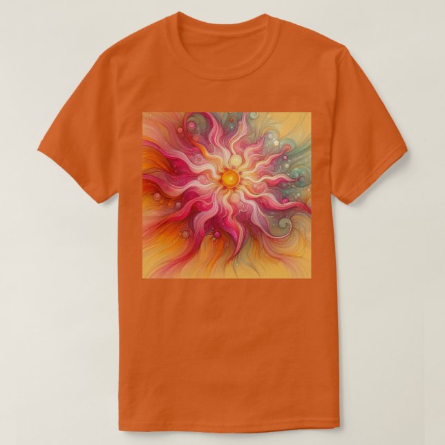 Abstract Pink Sun Rays Landscape T-Shirt (Design Front)