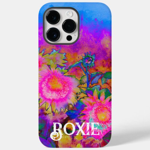 Abstract pink sunflower fields retro flowers Case_Mate iPhone 14 pro max case