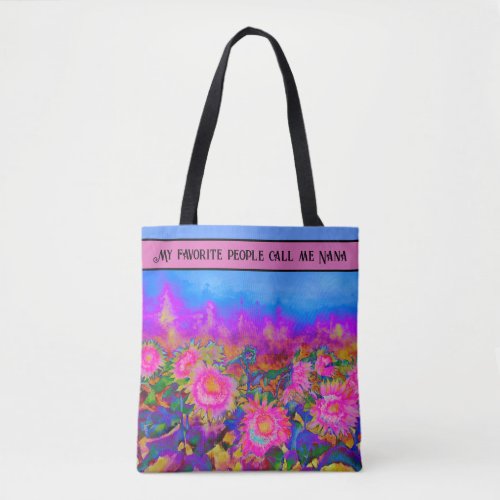 Abstract pink sunflower fields retro flowers gift tote bag