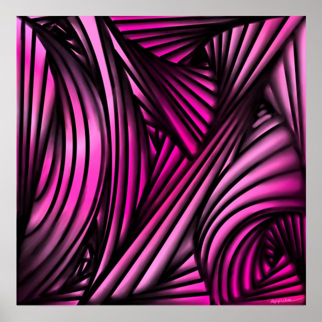 Abstract pink swirled lines  poster (Front)
