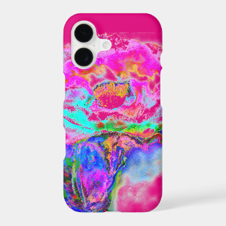 Abstract pink teal floral watercolor painting iPhone 17 case