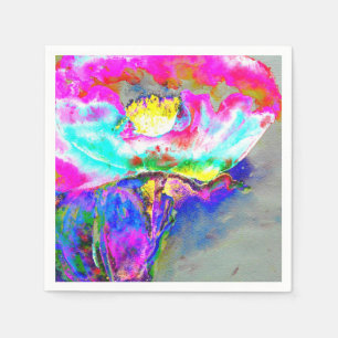 Abstract pink teal floral watercolor painting napkins