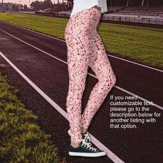 Abstract Pink to Red Loops - No Text Option Leggings