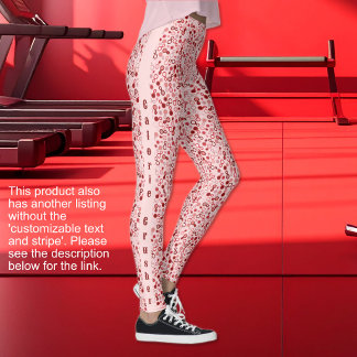 Abstract Pink to Red Loops WITH text option Leggings