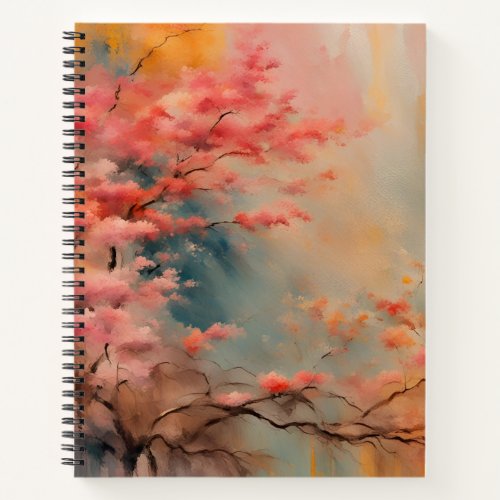 Abstract Pink Trees in Bloom Wabi_Sabi Landscape Notebook
