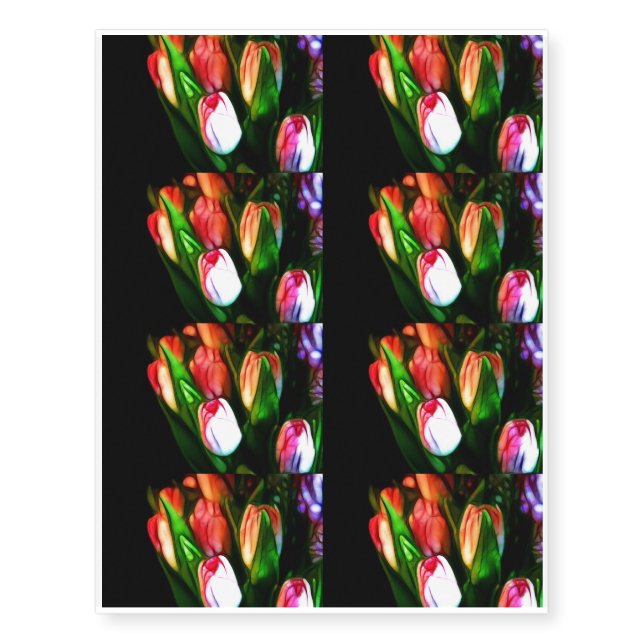 Abstract Pink Tulips Temporary Tattoos (Front)