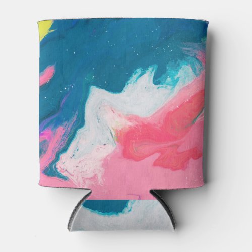 Abstract pink turquoise marble paint background can cooler