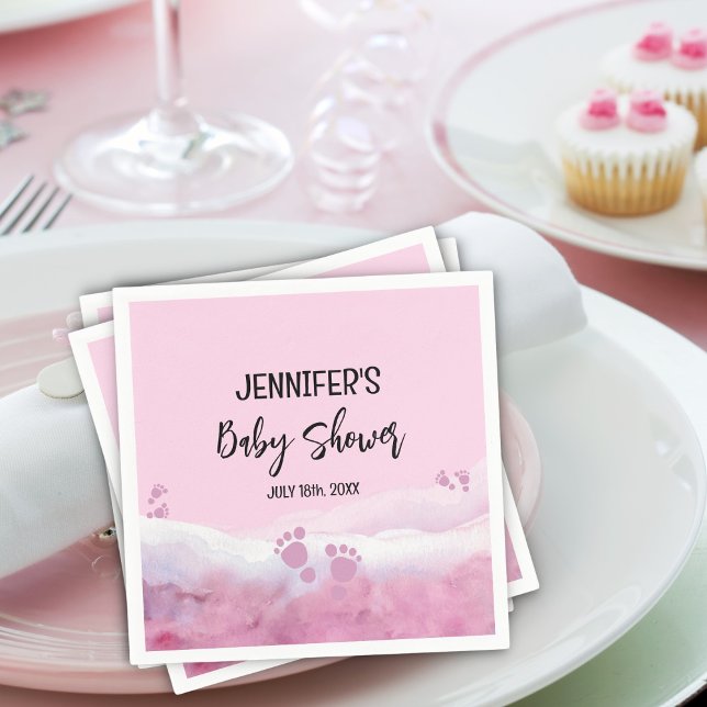 Abstract Pink Watercolor Baby Shower Napkins (Creator Uploaded)