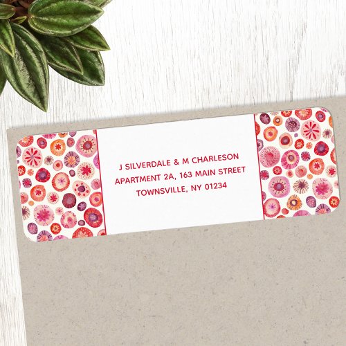 Abstract Pink Watercolor Circles Return Address Label