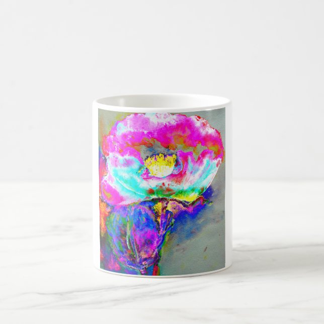 Abstract pink watercolor floral coffee mug (Center)