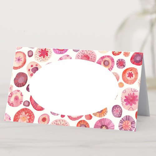 Abstract Pink Watercolor Floral Pattern Place Card