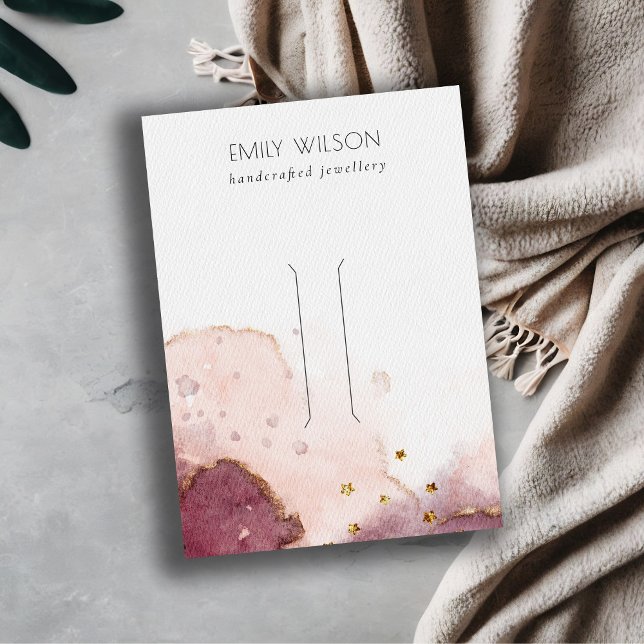 Abstract Pink Watercolor Hairpin Clip Display Business Card (Creator Uploaded)