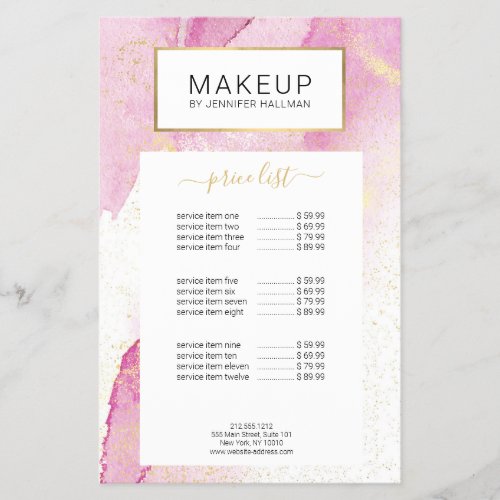 Abstract Pink Watercolor with Faux Gold Dust Flyer