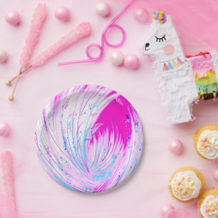 Abstract Pink White Enchanted Garden  Paper Plates