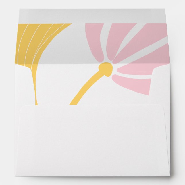 Abstract Pink Yellow Colorful Floral Wedding Envelope (Back (Bottom))