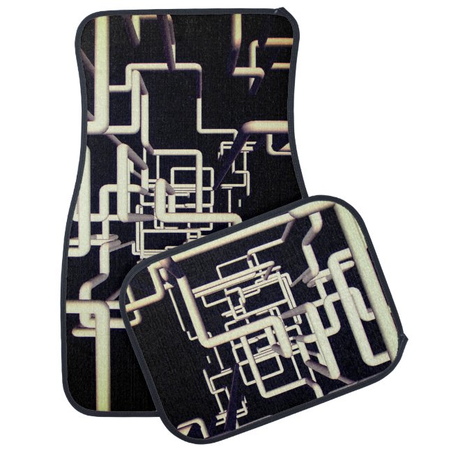 Abstract Pipe Pattern Electric Depth Car Floor Mat (Set)