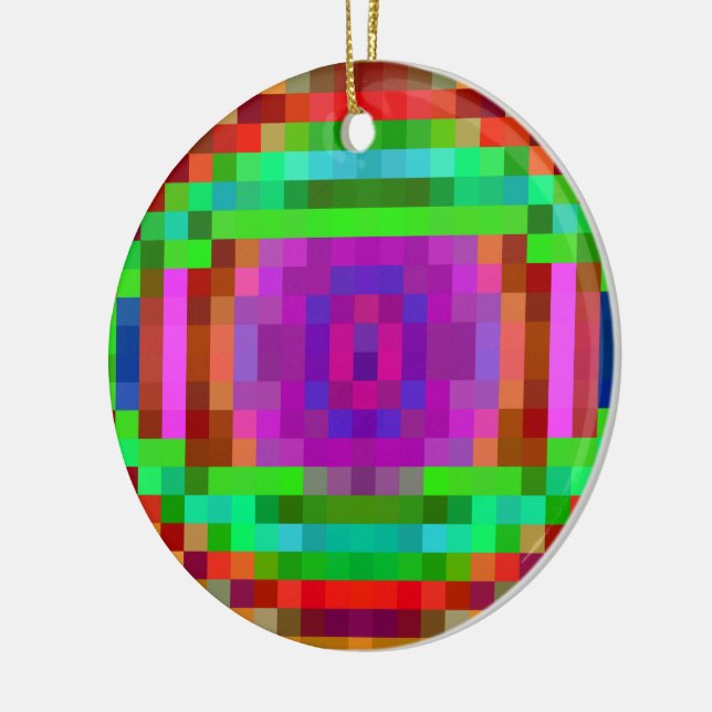 Abstract Pixel Art Colorful Mosaic Ceramic Ornament (Left)