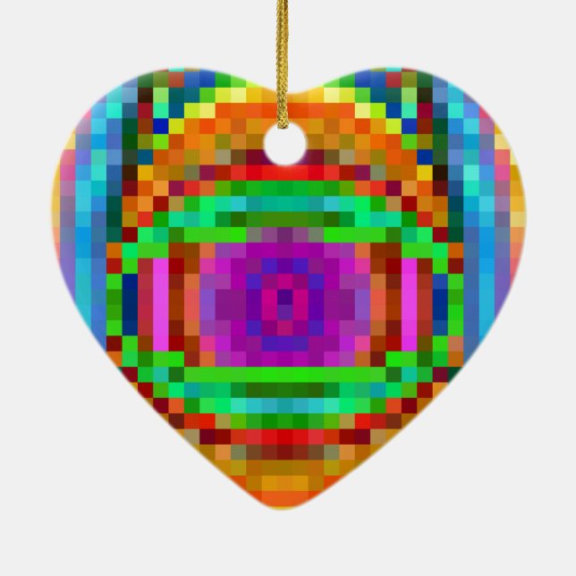 Abstract Pixel Art Colorful Mosaic Ceramic Ornament (Back)