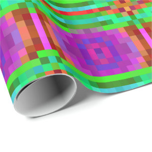 Abstract Pixel Art Colorful Mosaic Wrapping Paper